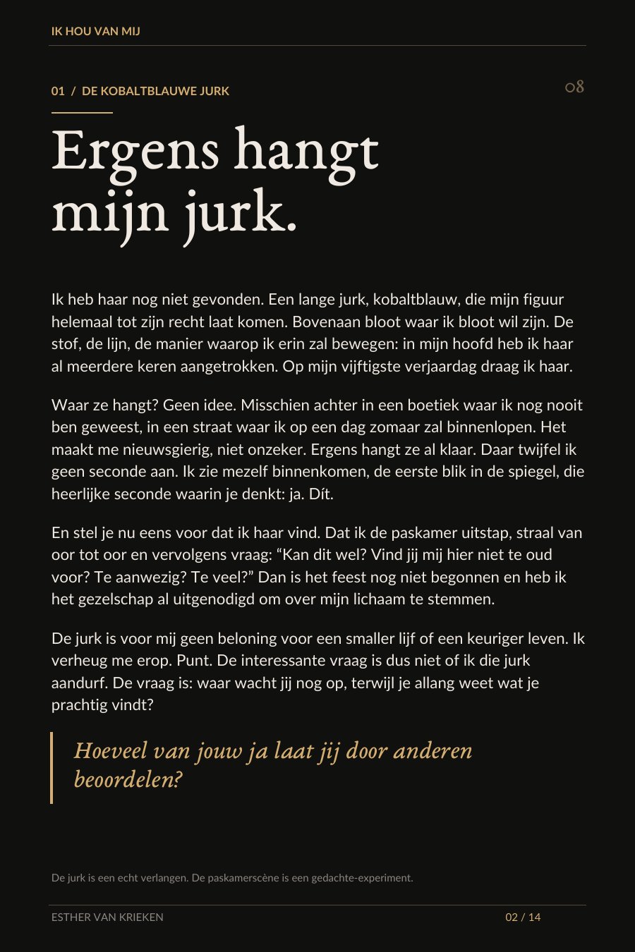 Binnenpagina uit MOMENT ACHT: Ergens hangt mijn jurk